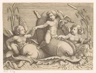 Tre putti con delfini