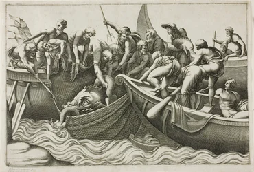 Pescatori che Catturano un Mostro Marino