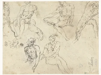 Studi di uomini nudi seduti, gli Ignudi