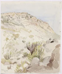 Resti delle mura della fortezza sulla cima di una collina a Mitla, Oaxaca
