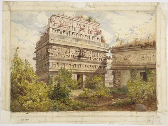 Rovine di Chichén Itzá, Yucatán, Messico. Raffigura la facciata occidentale dell