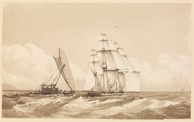 Doppia canoa al largo di Moalu, Isole Feejee, 26 settembre 1849 [Fiji]