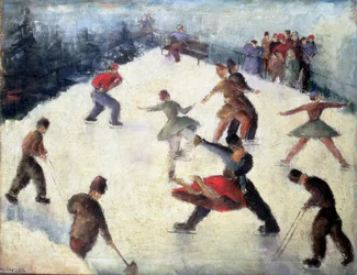 Scena di pattinaggio invernale c.1920
