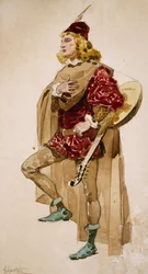 Bozzetto di costume per Zanetto, opera di Pietro Mascagni