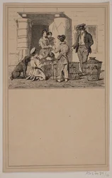 Uccelli in cattività. N. 9 in Chr. Winther e M. Rørbye, "25 Immagini per bambini piccoli"