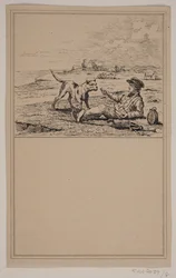 Il pastore e il cane. Nr. 7 in Chr. Winther e M. Rørbye, "25 Immagini per bambini"