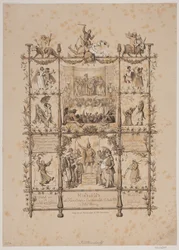 Foglio commemorativo del carnevale degli artisti del 3 marzo 1854