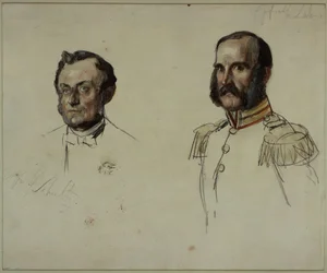 Il consigliere di corte E. Dohme, il consigliere di corte Schulz. Studio per il dipinto "Incoronazione di Guglielmo I a Königsberg"