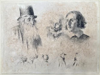 Studi di teste e figure, foglio 2 della serie “Sperimentazioni con la punta da incisione”