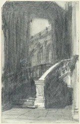 Scala nel padiglione cittadino dello Zwinger a Dresda di notte