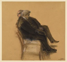 Due signori in abiti neri seduti uno accanto all
