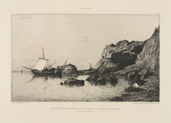 Barca da pesca che fa scalo alle rocce di Collioure