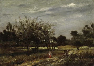 Paesaggio con alberi da frutto