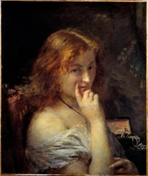 Giovane donna si fa la toilette