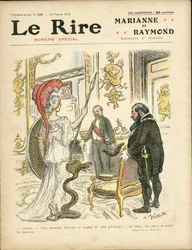 Illustrazione di Adolphe dit Willette per la copertina di Le Rire, 22/02/13 - Presidente della Repubblica, Cappello, Elysee, Poltrona (simbolo del potere) - Poinscare Raymond