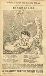 Illustrazione di Adolphe dit Willette in Le Pelerin, 22/12/07 - Il sogno del bambino - Pubblicità, Maternità - Angelo