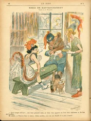 Risata, satirico a colori: Cravatta di riconciliazione - Gioco di carte - Marianne, Orso, Albion Britania - Illustrazione di Adolphe (Willette)