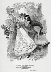 Due amanti: "Venite a scambiarvi le nostre anime/in un bacio! " Illustrazione di Wilette per il poema di Victor Hugo "L