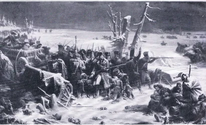 Il maresciallo Ney sostiene la retroguardia durante la ritirata da Mosca, illustrazione da Landmarks in European History pubblicato da Gresham Publishing Co, c.1920