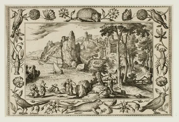 La figlia del faraone che trova Mosè, da Paesaggi con scene dell