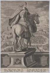 Tavola 5: statua equestre di Claudio, vista da dietro, una competizione navale