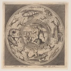 Poseidone, da una serie di disegni per piatti (Fonds de Coupe)