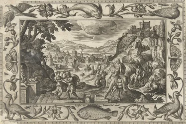 Rebecca ed Eliezer al pozzo (Paesaggi con scene bibliche, mitologiche e di caccia)