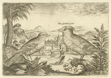 Due uccelli in un paesaggio Uccelli (titolo della serie) Avivm Vivae (titolo della serie)