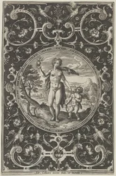 Venere e Cupido in una cornice decorativa con grottesche, dal Giudizio di Paride..., c. 1580-1600
