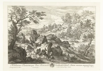 Paesaggio con cavalieri presso una roccia