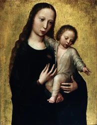 La Vergine Maria con il Bambino Gesù in una Camicia