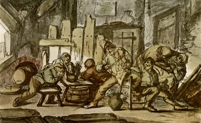 Il musicista contadino in una taverna del villaggio