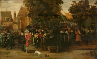 Spettacolo satirico sulla politica olandese intorno al 1620, 1619-1620 circa (olio su tavola)