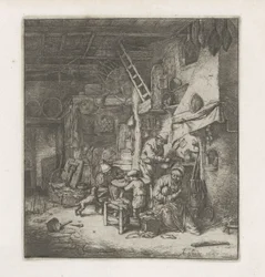 Famiglia di contadini in un interno