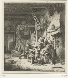 Famiglia di contadini in interno