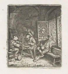 Interno contadino con giocatori di tric-trac