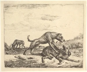 Cani che combattono, da Animali diversi, 1657