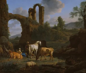 Paesaggio pastorale con rovine