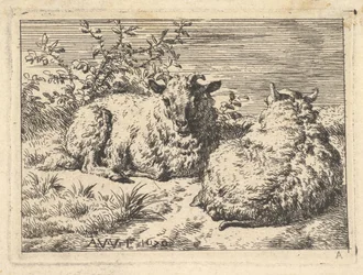 Due pecore sdraiate, 1670