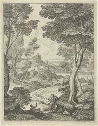 Paesaggio con torre appuntita