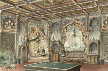 Una sala da biliardo moresca, illustrazione da 