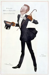 Cartone animato del Conte Boni di Castellane - Illustrazione di Adrien Barrere (1877-1931) in "Fantasio"