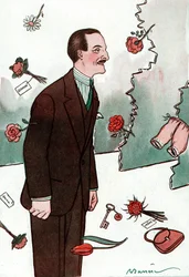 Cartone che raffigura il comico francese Victor Boucher - Disegno di Adrien Barrere da Fantasio