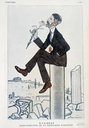Charles Maurras, politico e scrittore francese (1868-1952), vicedirettore della campagna di Orleans - Illustrazione di Adrien Barrere in "Fantasio" del 15/05/1923