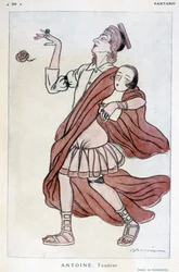 Disegno comico di Barrere su Andre Antoine (1858-1943), regista, teorico, attore e direttore teatrale francese - in "Fantasio" del 15/01/1927