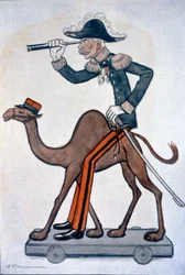 Moulaï - Hubert (Louis-Hubert-Gonzalve) Lyautey (1854-1934), caricatura di Lyautey in Marocco - di Barrère, in "Fantasio" del 15/06/1912