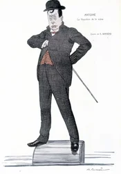 Ritratto di André Antoine (1858-1943), regista, attore, teorico e direttore teatrale francese - Disegno di A. Barrere - in “Fantasio”, 01/06/1907