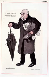 Ritratto di Emile Combes, politico francese (1835-1921), Reattore a La Nouvelle Presse libre de Vienne - Illustrazione di Adrien Barrere (1877-1931) in Fantasio 01/03/1907