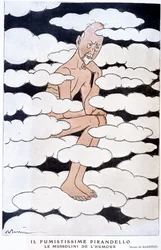 Ritratto di Luigi Pirandello (1867 - 1936), drammaturgo italiano - Illustrazione di Adrien Barrere (1877-1931) in "Fantasio" del 01/08/1925