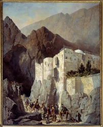 Veduta del convento di Santa Caterina sul Monte Sinai, dipinto di Adrien Dauzats (1804-1868), 1845, 1,3 x 1,04 m